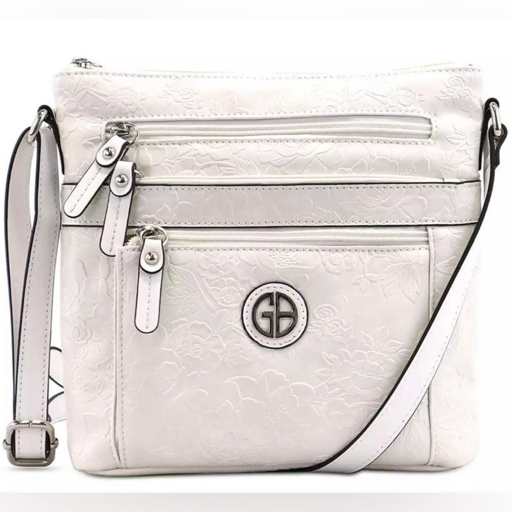 Giani Bernini Ivory Floral Embossed Crossbody NWOT